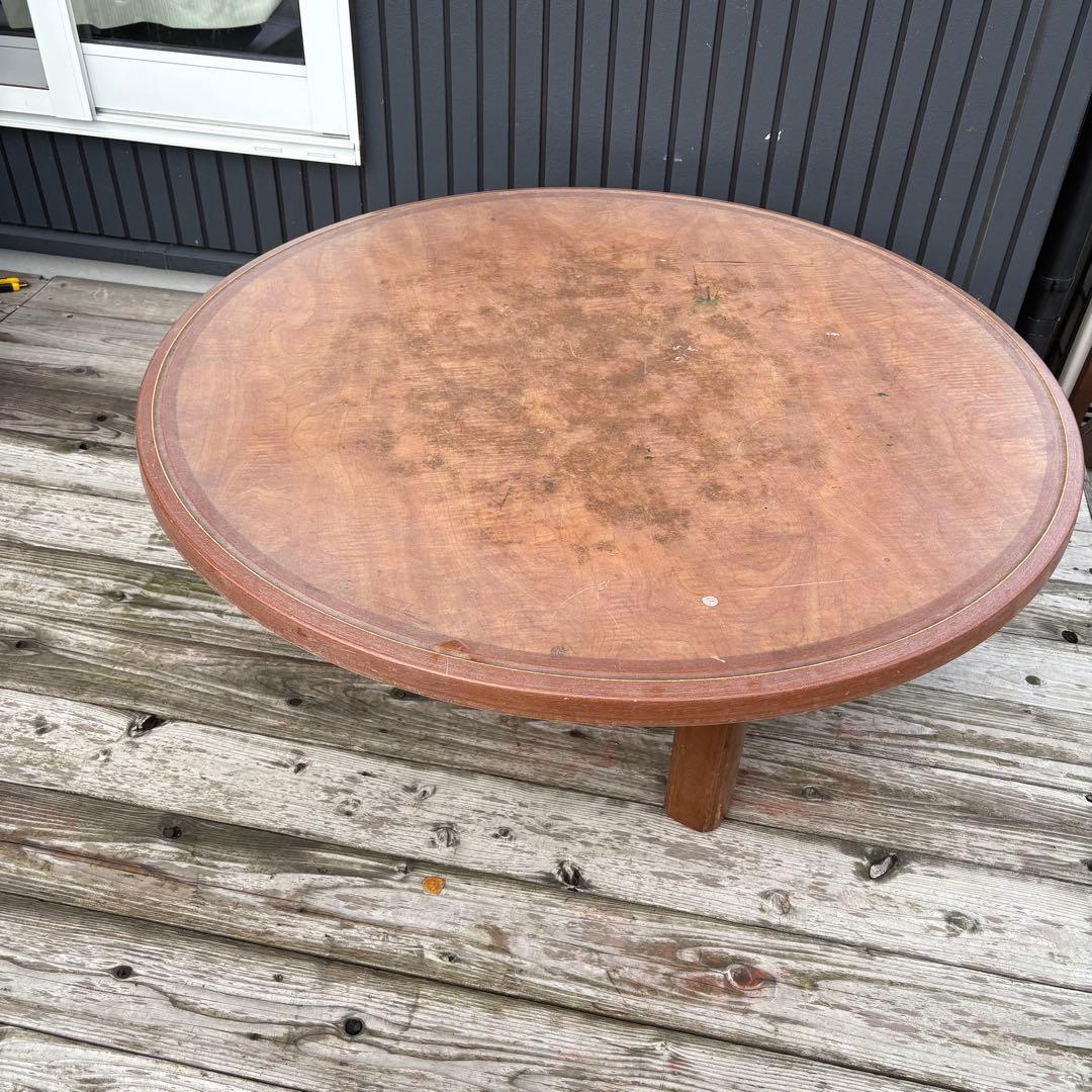 昭和レトロ 古家具 古材 円形 円型 木製ちゃぶ台 円卓 座卓 センターテーブル