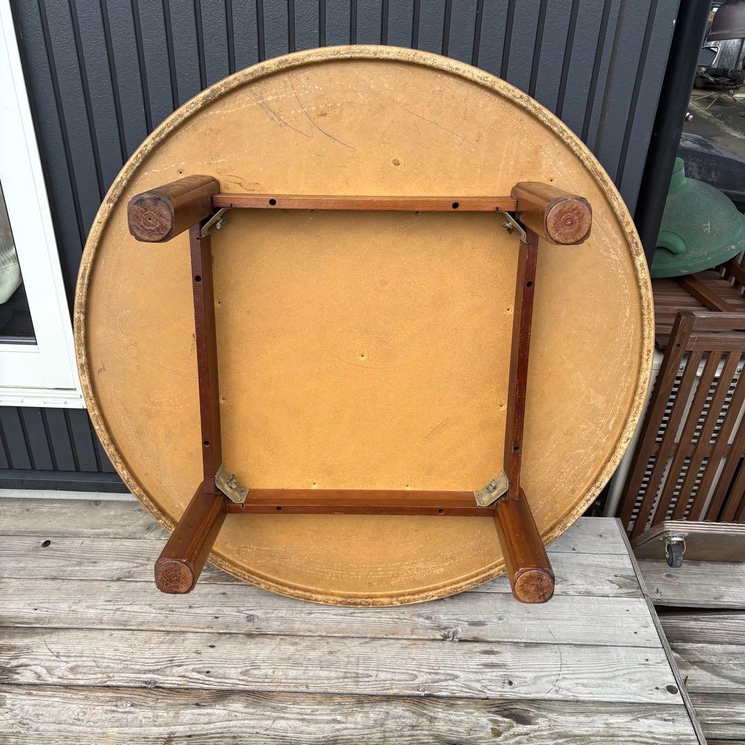 昭和レトロ 古家具 古材 円形 円型 木製ちゃぶ台 円卓 座卓 センターテーブル