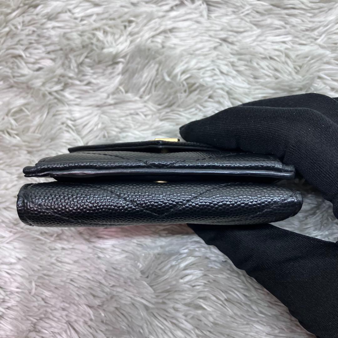 箱付き極美品✨ サンローラン 三つ折り財布 カサンドラ キャビアスキンYSL