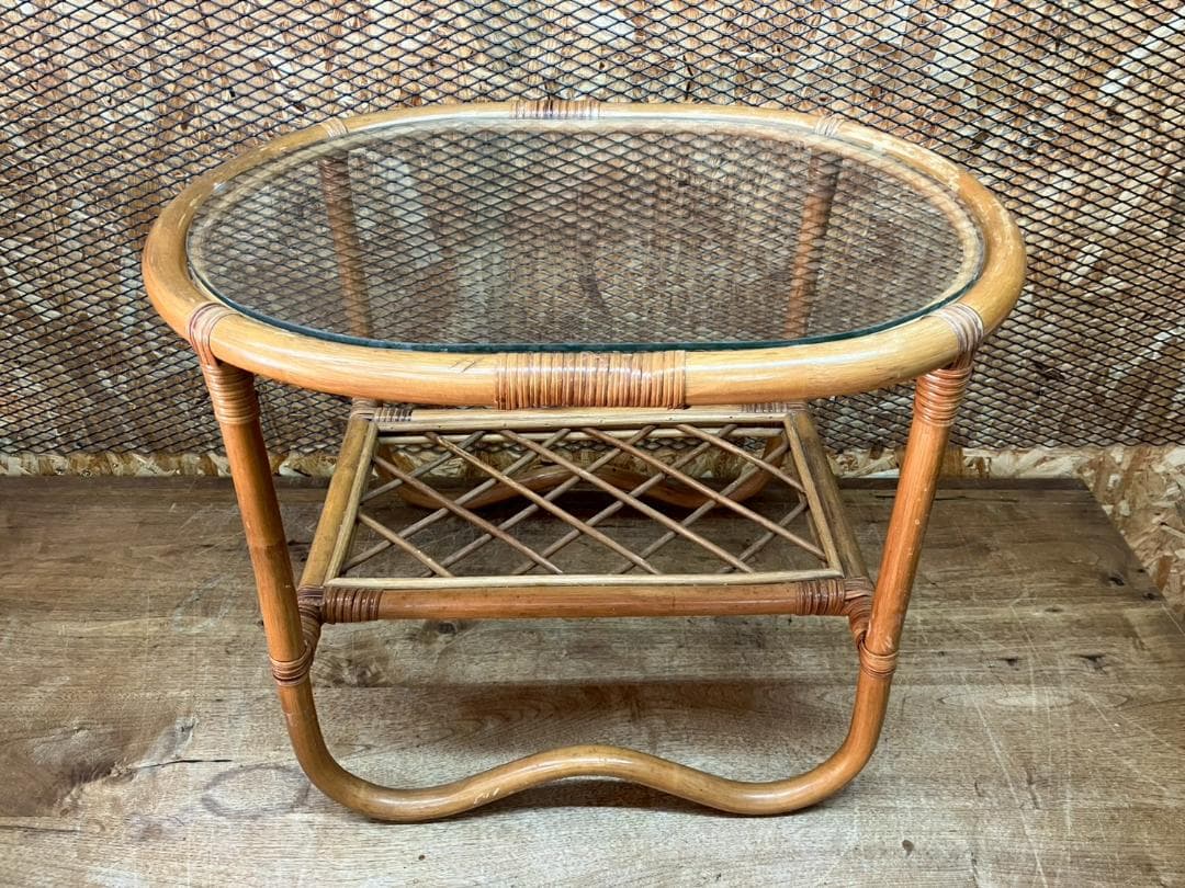 ラタン★籐★テーブル★センターテーブル★ローテーブル★丸テーブル★ガラス