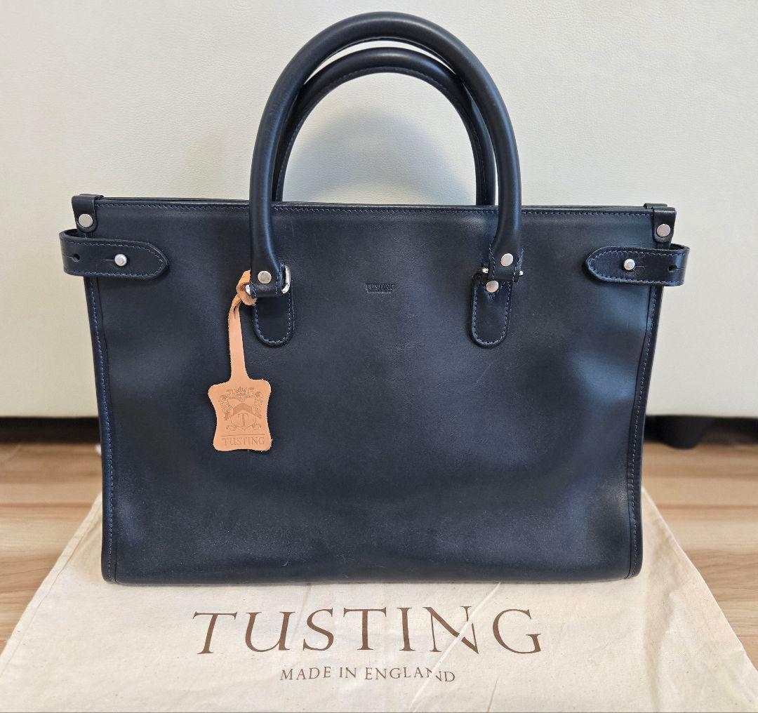 TUSTING ネイビー レザー ビジネスバッグ