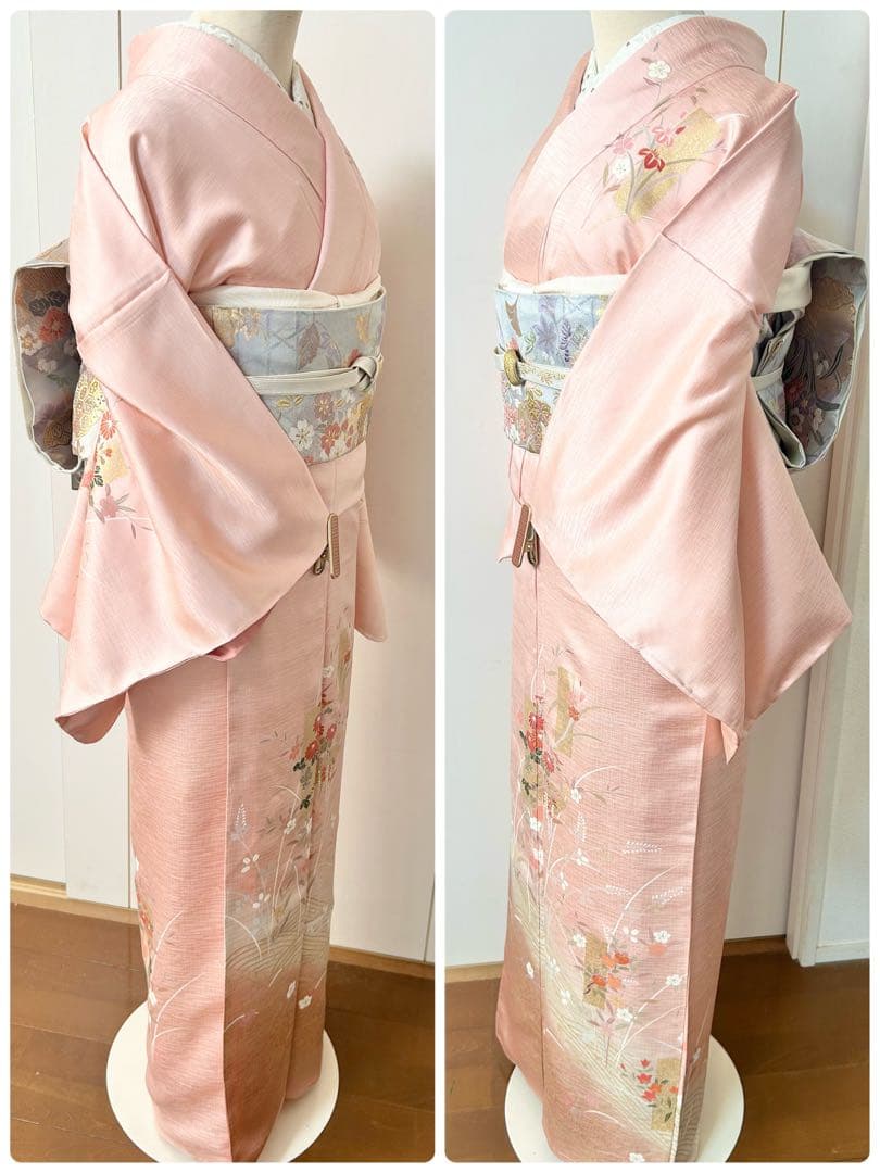 美品　しつけ糸付き　トールサイズ　裄丈長め　正絹訪問着　フルセット4点　入学式