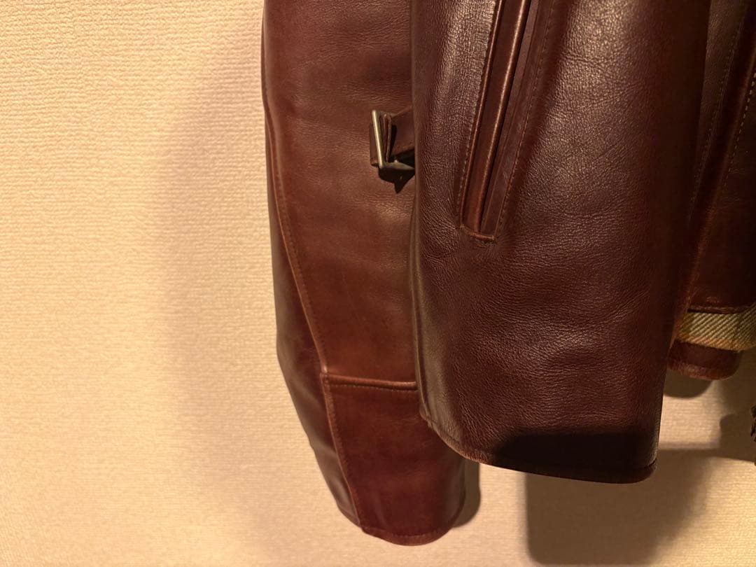 アートグレンヒル ブラウン 肉厚 カウレザー シングルライダース L サイズ