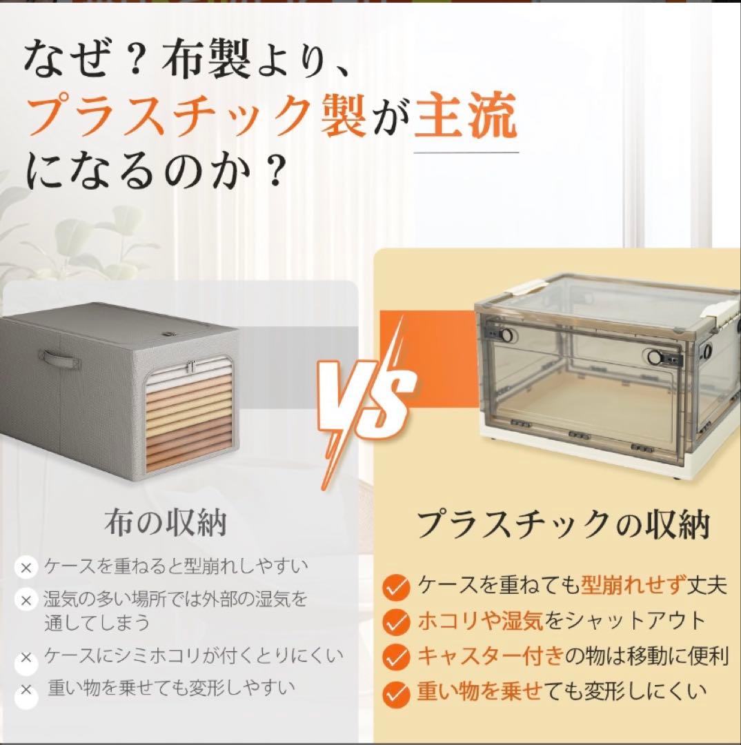 折りたたみ収納ボックス コンテナボックス キャスター付き 大容量 ホワイト 3個