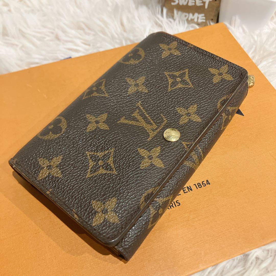 美品 ルイヴィトン モノグラム ポルトフォイ トレゾール 財布 即日発送 L字