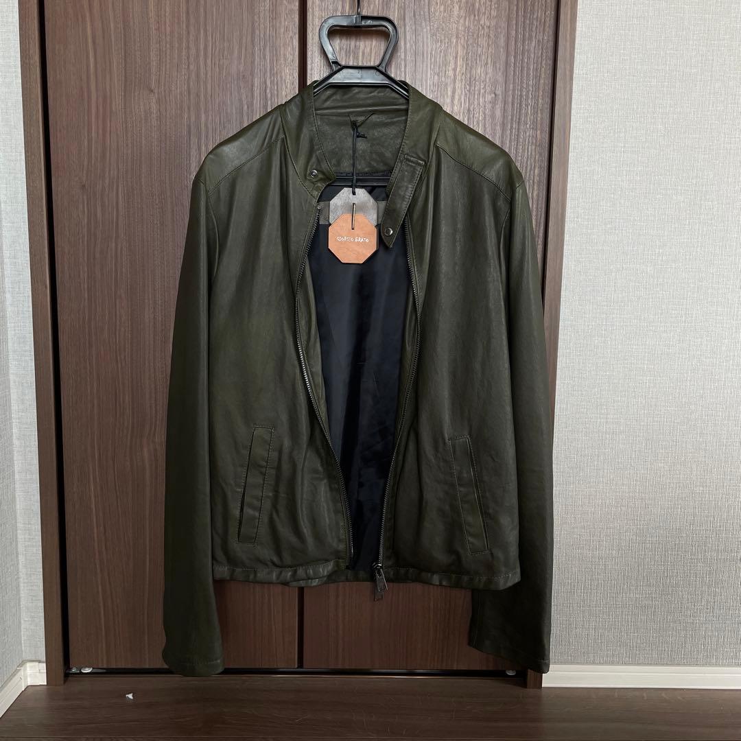 美品 ジョルジオブラット シングルライダース レザージャケット 48