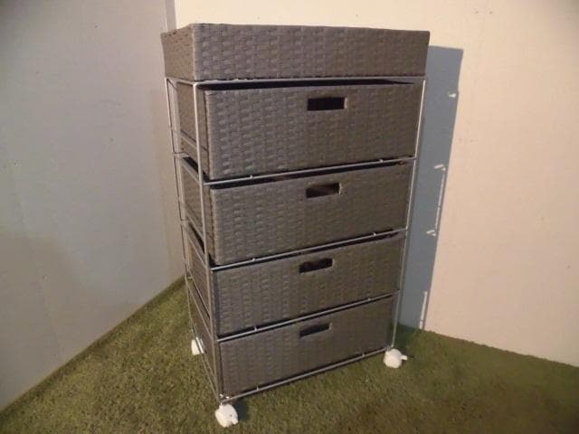 【全国一律送料無料・新品】ラタン風★サニタリー★ランドリーチェスト【グレー】