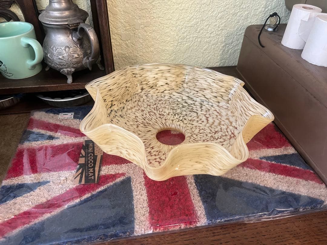 乳白 レモンイエロー 吹雪 電傘 電笠 シェードランプ 氷コップ アンティーク