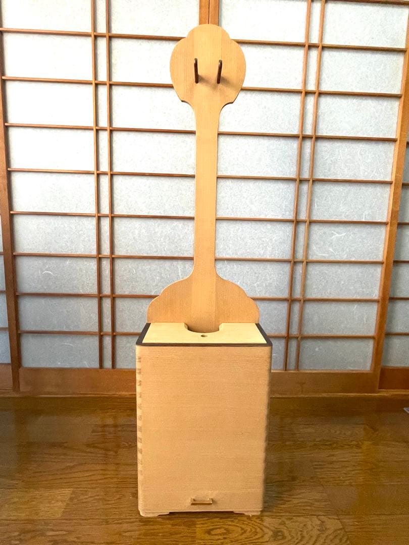 桐立箱(白木) 地唄三味線スタンド 引き出し付き