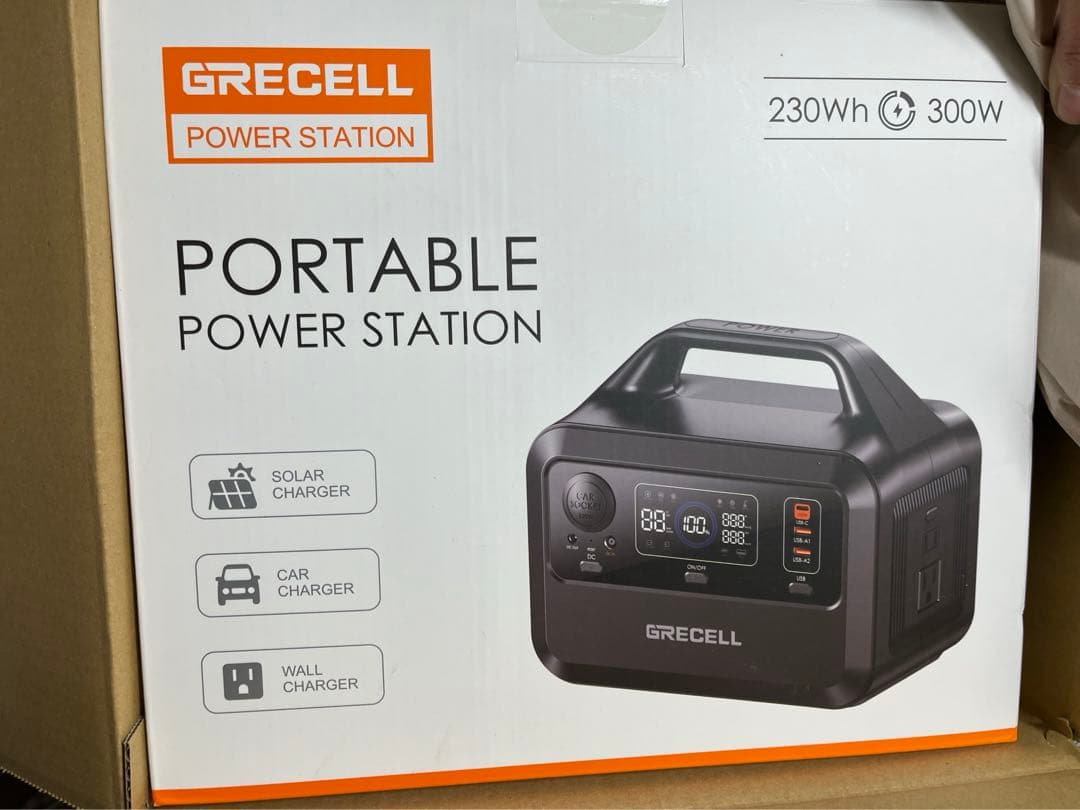 新品GRECELL 軽量ポータブル電源 230Wh キャンプ非常用電源停電対策