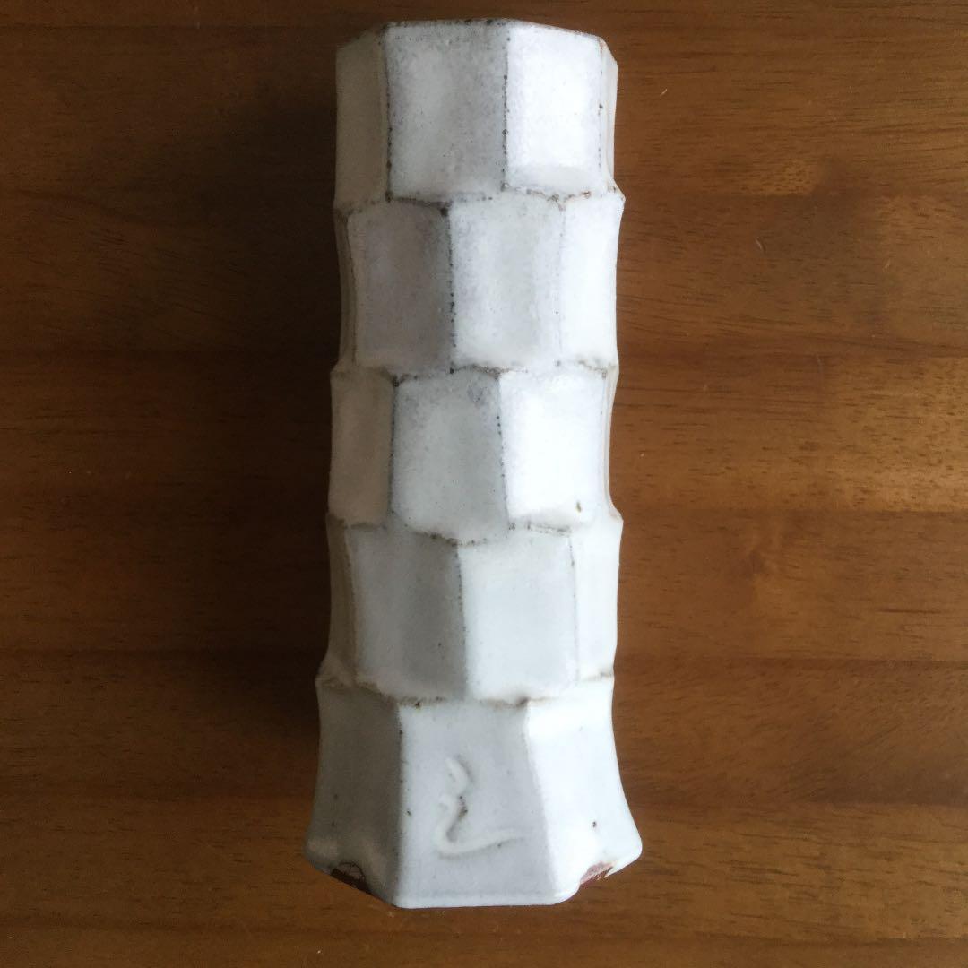 陶芸家 中野純（なかのじゅん） 櫟（クヌギ）灰釉面取花入・五段