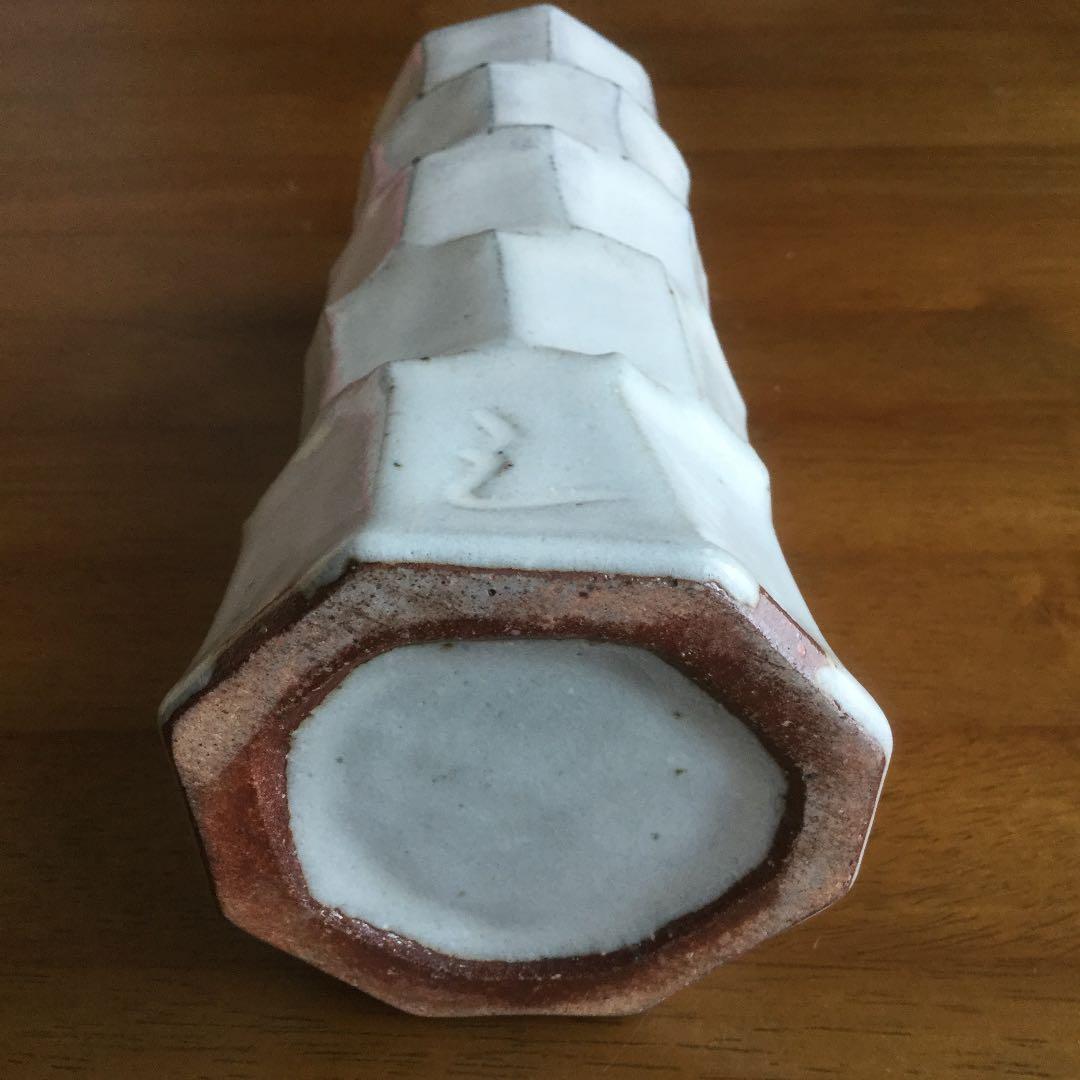 陶芸家 中野純（なかのじゅん） 櫟（クヌギ）灰釉面取花入・五段