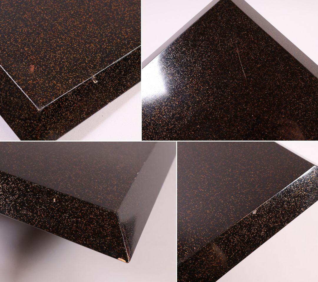 【MB45】時代 梨地吸物膳 十客 月と草花蒔絵 秋草 四方膳 卓上 折敷 木製