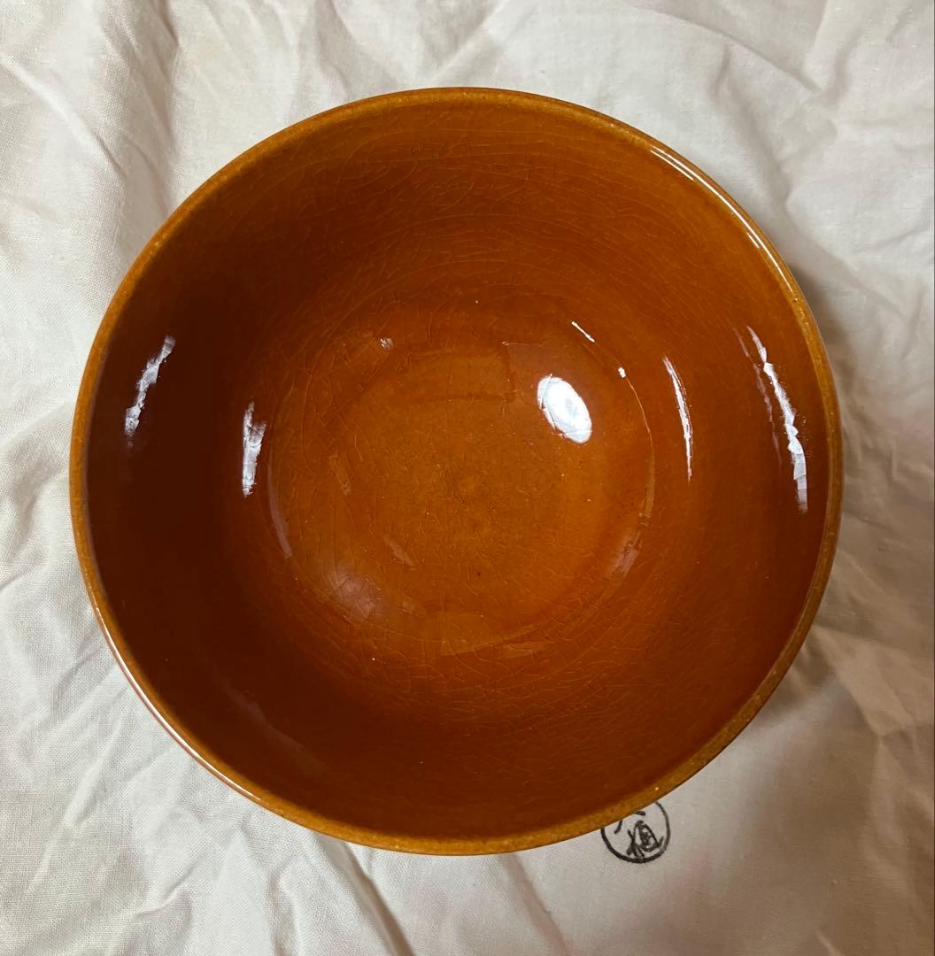 茶道具　魚紋　大樋　茶碗　十代 大樋長左衛門　中古品　1点