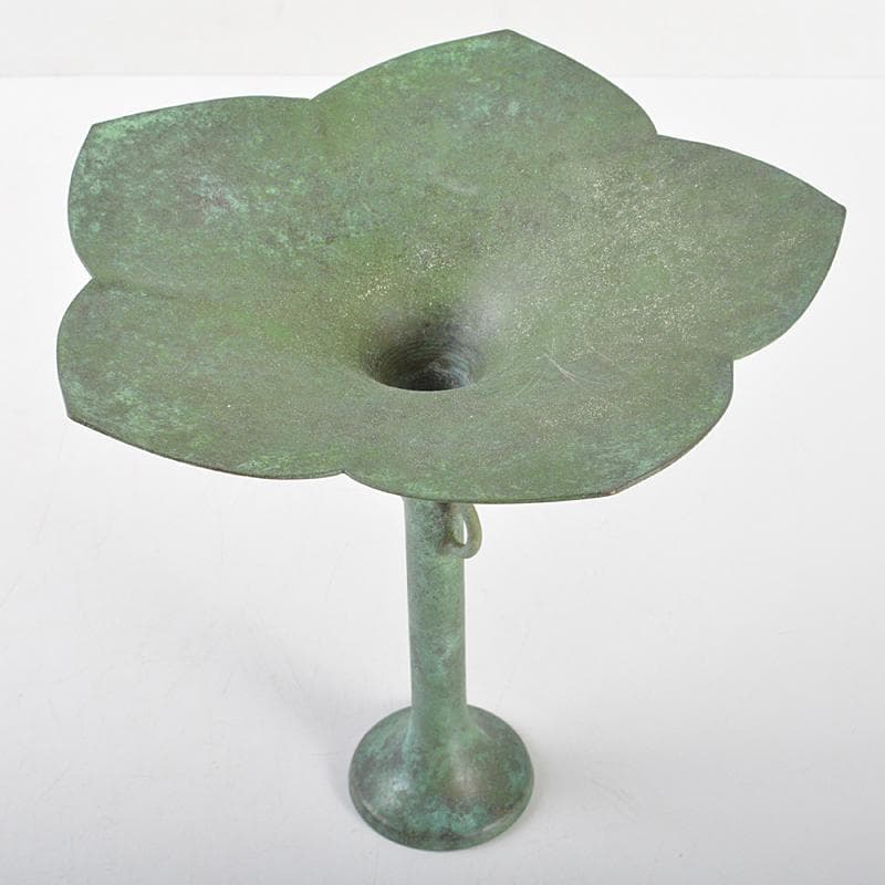 風炉師　藤井宗喜作　唐銅　桔梗口　花入　共箱　V　R7191B