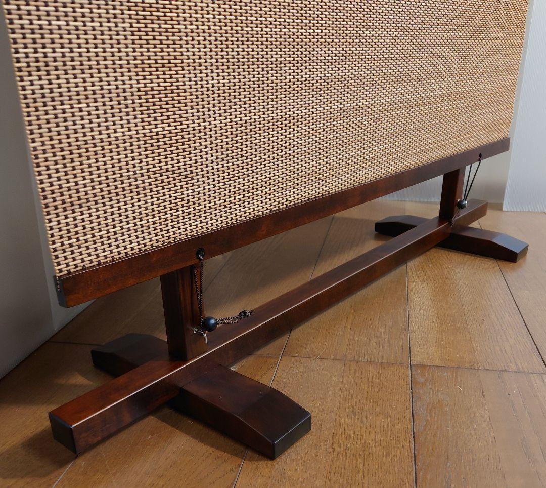 衝立　天然竹タペストリー調間仕切り衝立　パーテーション　変わり織り竹簾使用