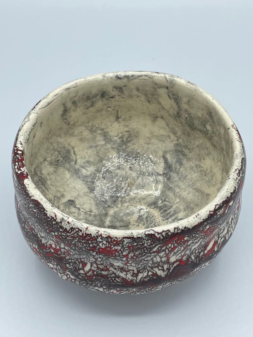 箕面焼 二代 松田箕山 赤心焼 茶碗 共箱 茶道具 抹茶碗