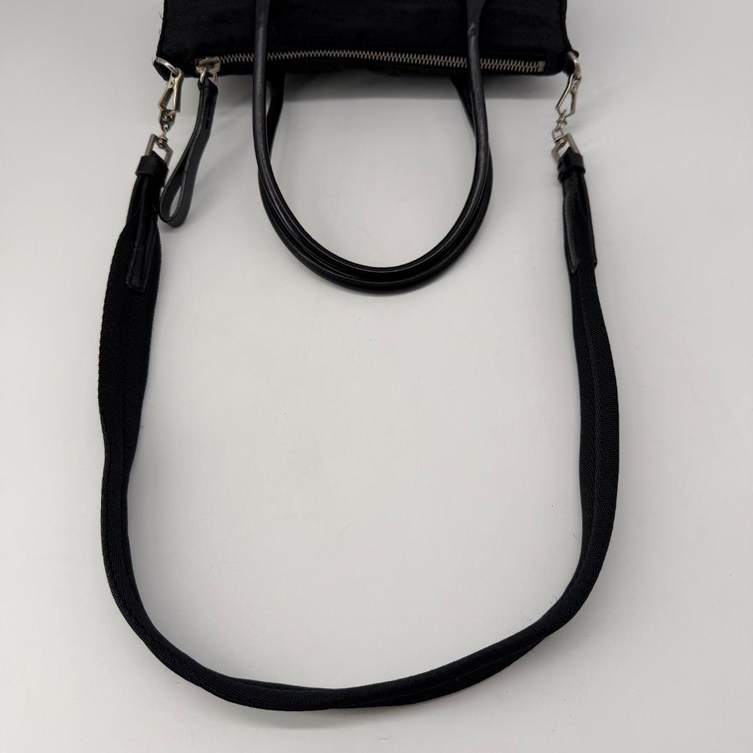 15821✨良品✨プラダ 2way ミニ ショルダーバッグ ロゴ総柄 ブラック