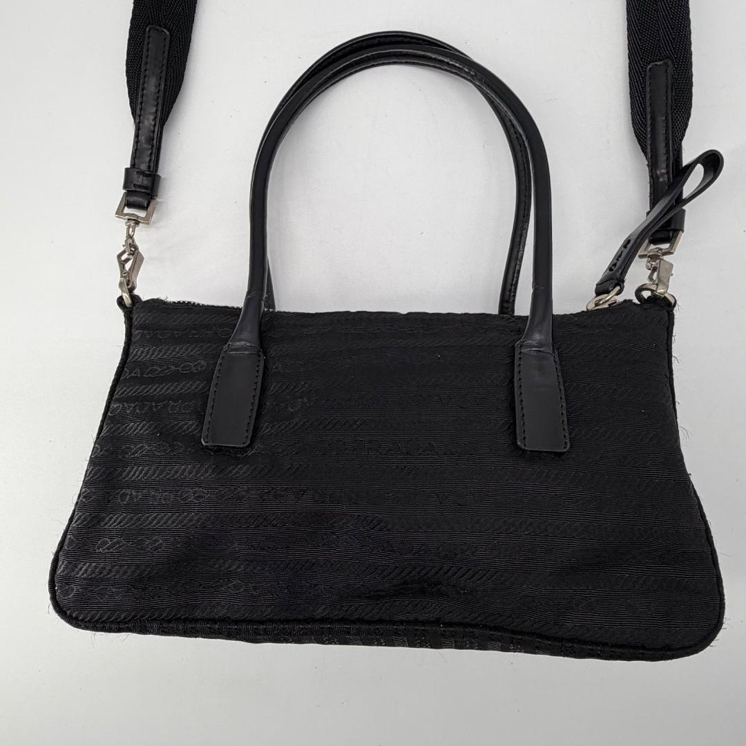 15821✨良品✨プラダ 2way ミニ ショルダーバッグ ロゴ総柄 ブラック