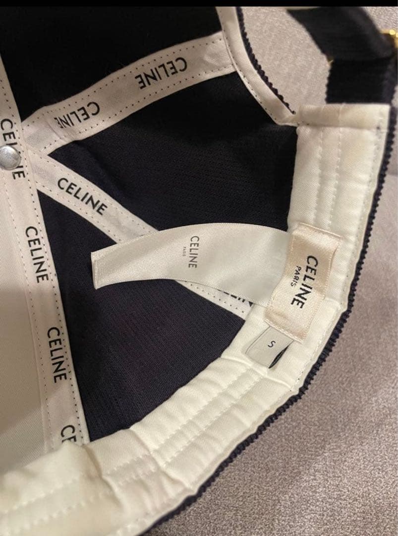 CELINE トリオンフ コーデュロイ ベースボールキャップ ネイビー