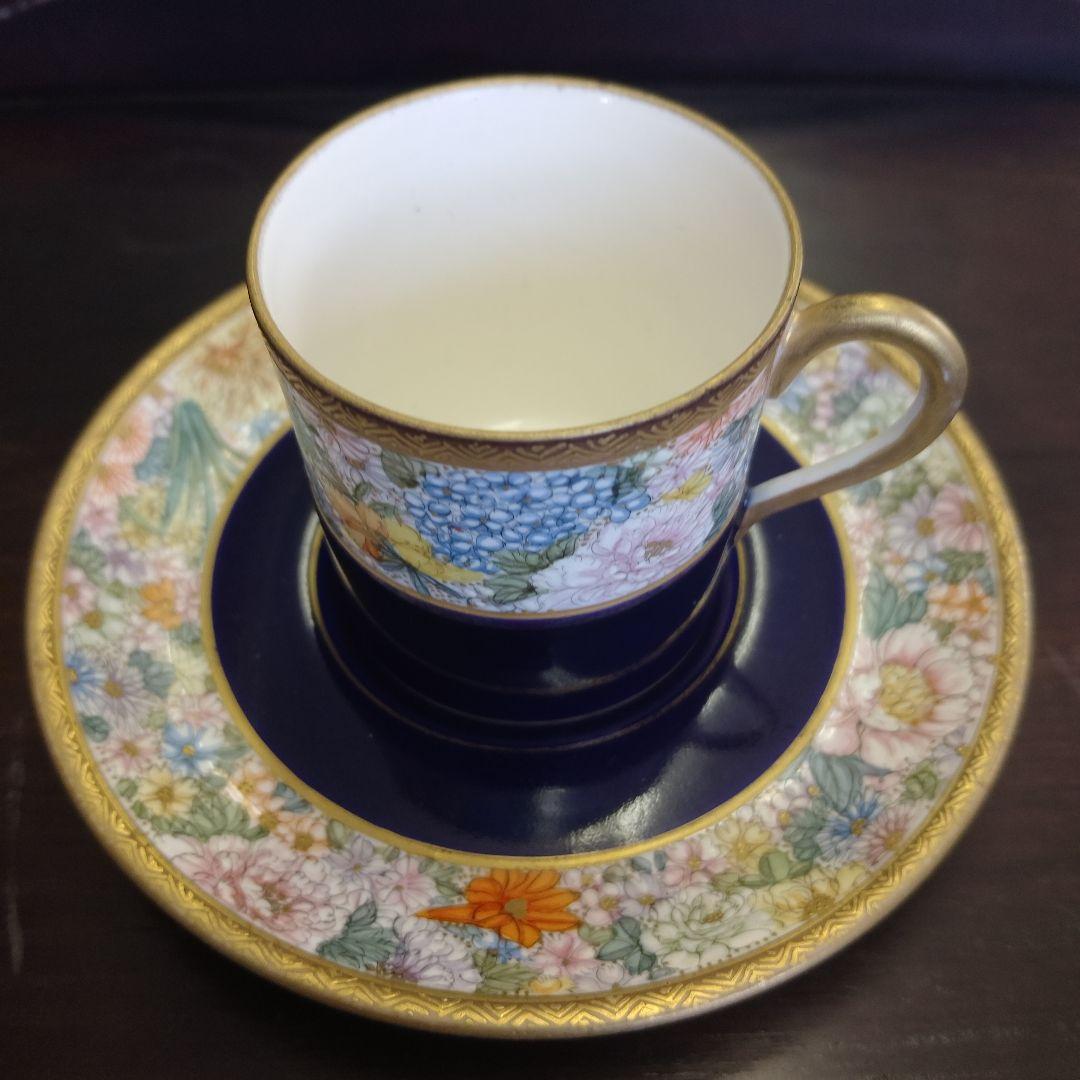 明治時代　京薩摩　錦光山　デミタスカップ　ソーサー　1客　里帰り