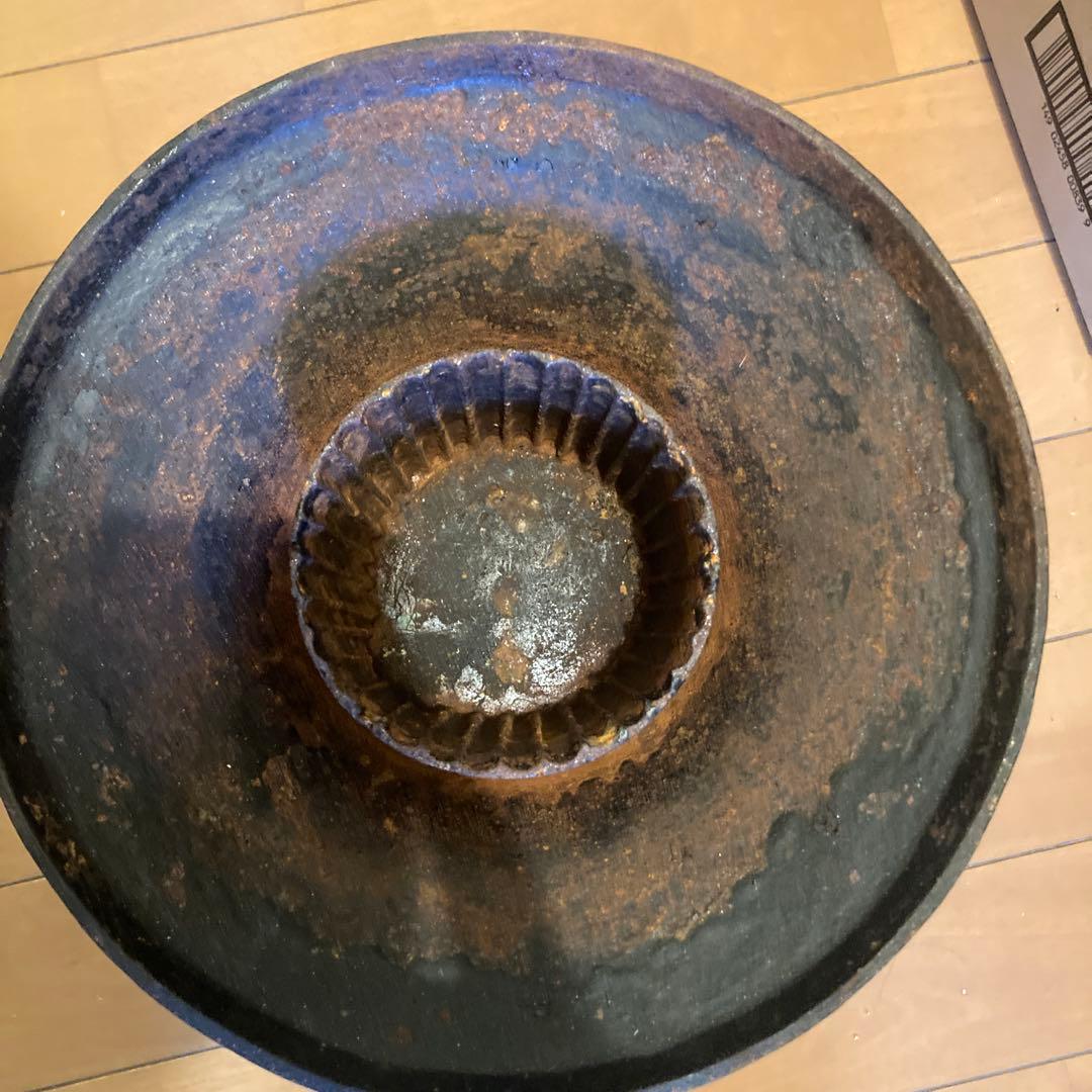 伝統工芸 薄端 花器 水盤 金属製 鉄製 花瓶 華道 金属工芸品