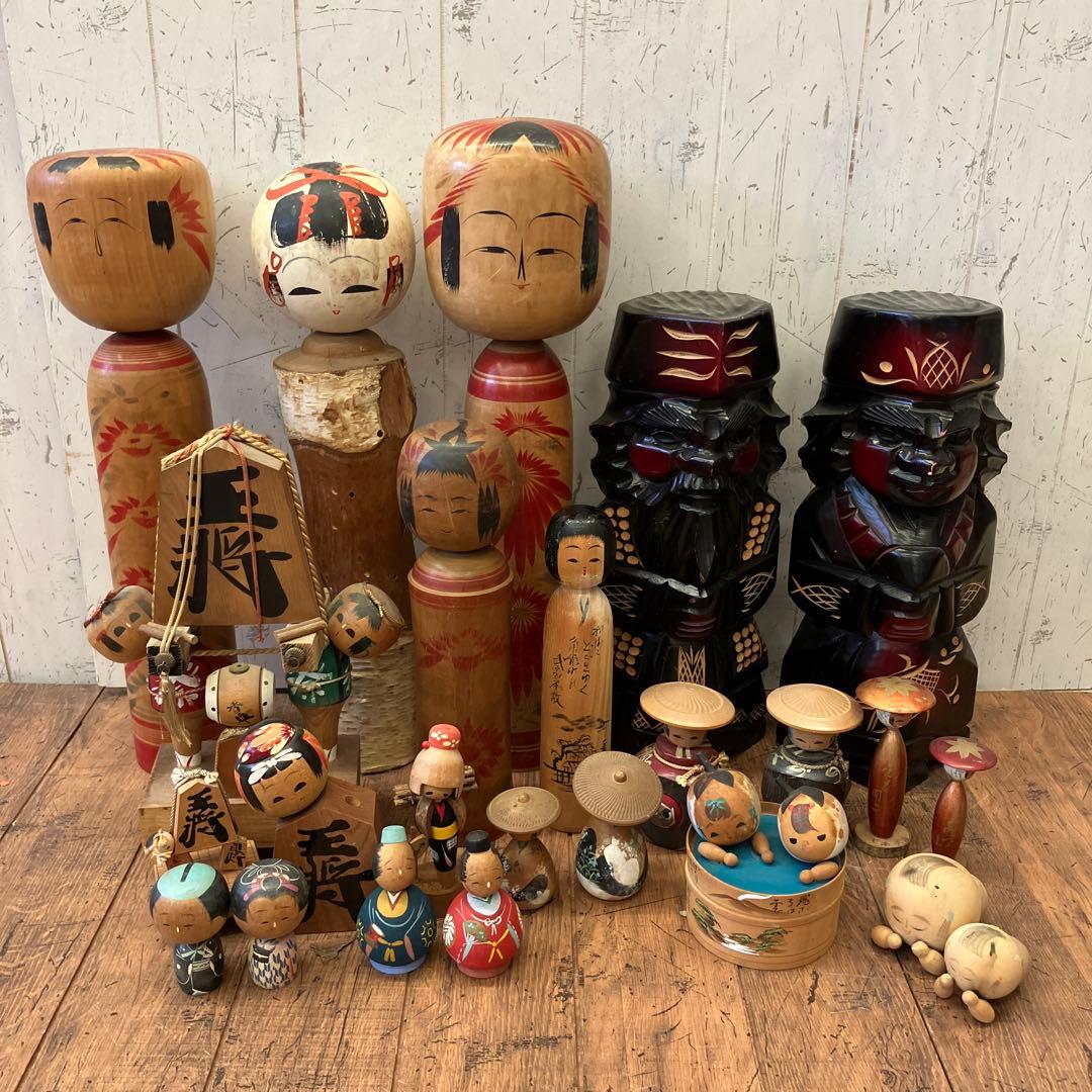 昭和レトロ 木製 こけし 小芥子 24体セット 伝統的なこけし人形セット