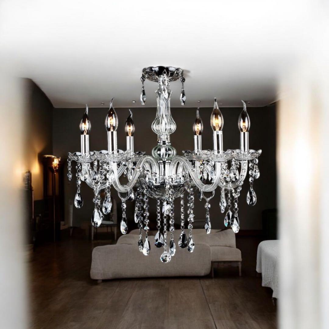 三色照明モード、調整可能LED電球は付きエレガント クリスタルシャンデリア 6灯