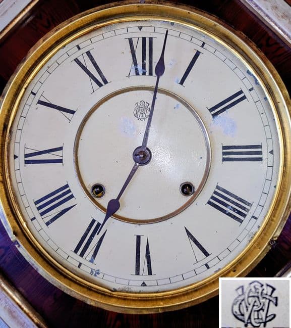 〈完動・美品〉渋谷時計製造所×WATERBURY　平金八角合長ゼンマイ振り子時計