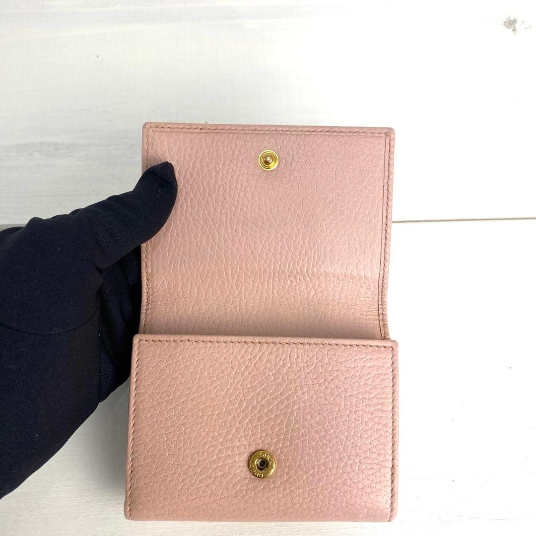 【極美品✨️】GUCCI マーモントシボ革 三つ折財布 ダブルホック