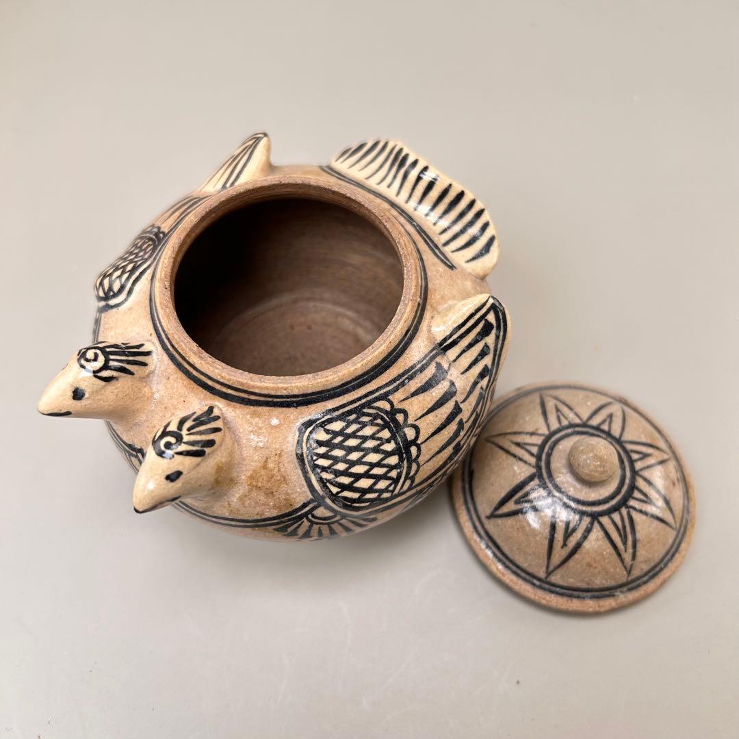 A065【タイ・骨董】宋胡録（スンコロク）鉄絵 小壺（1301年~1600年）