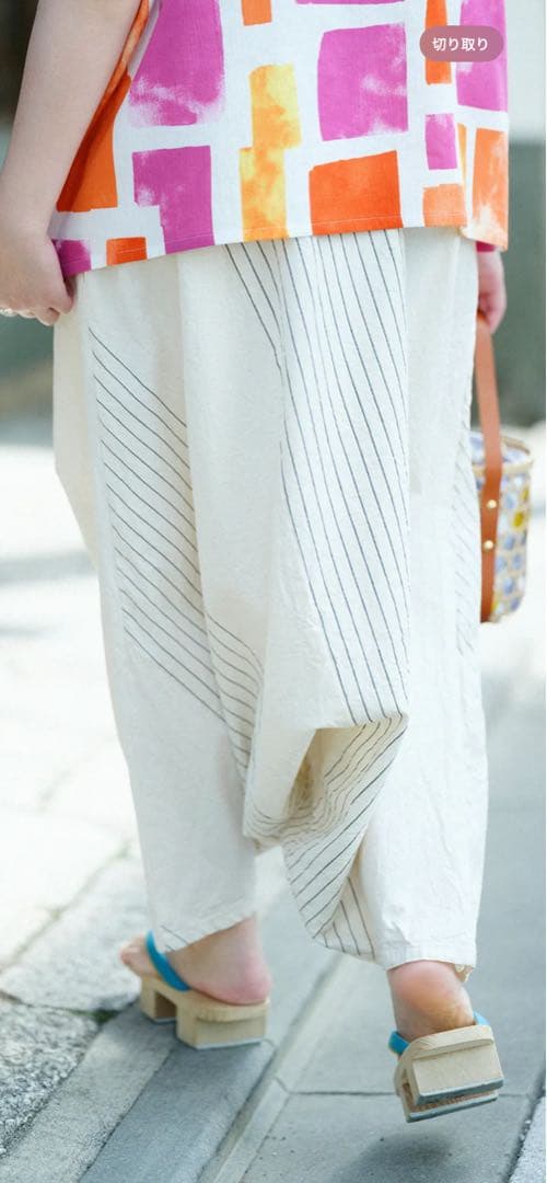 ソウソウ　sou•sou オフホワイト　伊勢木綿　富士　2.0 半分縞　XS