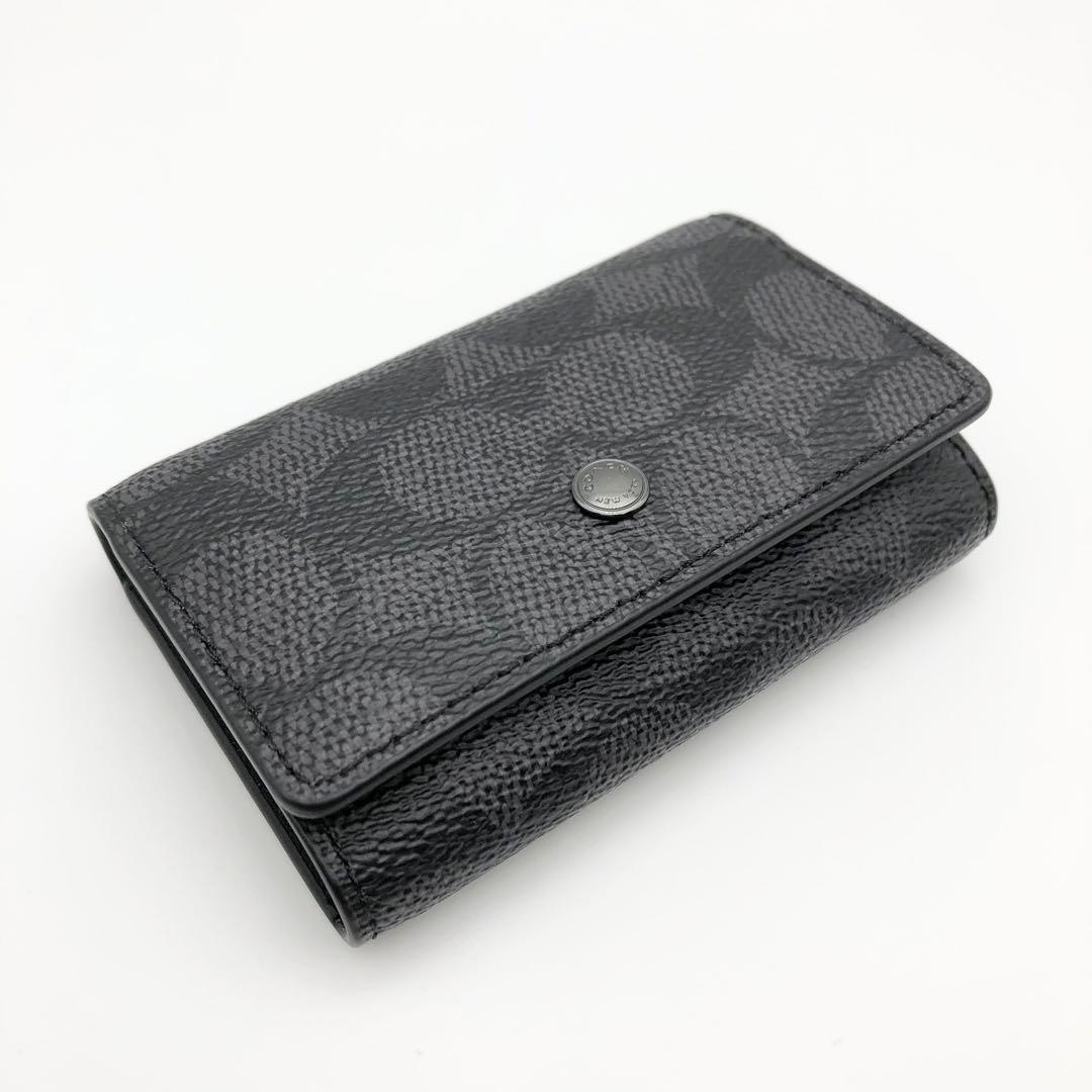 COACH ★大人気★ 5リング キーケース シグネチャー チャコール 新品