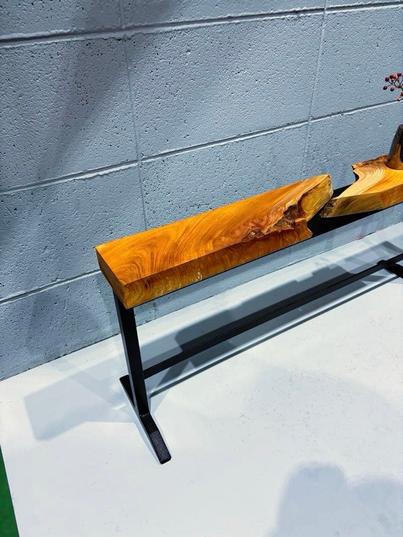 欅材アイアンシェルフ　観葉植物置き台　コーヒーテーブル　ナイトテーブル