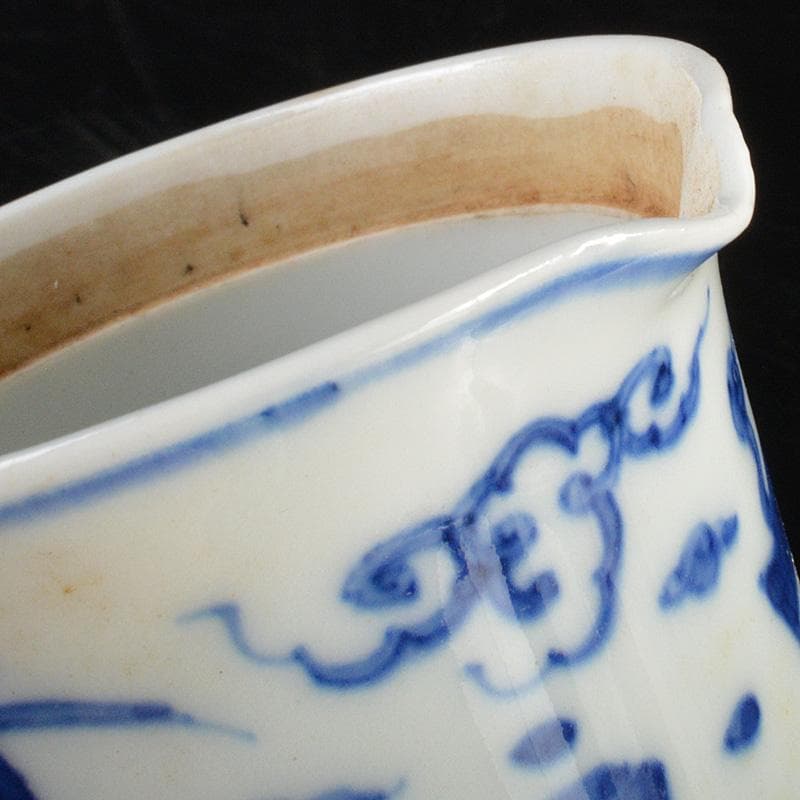 煎茶道具　京焼　平安春峰作　染付雲鶴文　煎茶器　宝瓶　煎茶碗四客　M　R6805