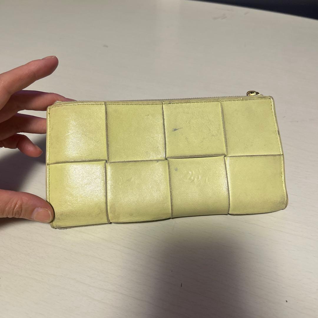 リ*コ様 ヴォッテガヴェネタイエローライムイエロー長財布中古カード入れか小銭入れ