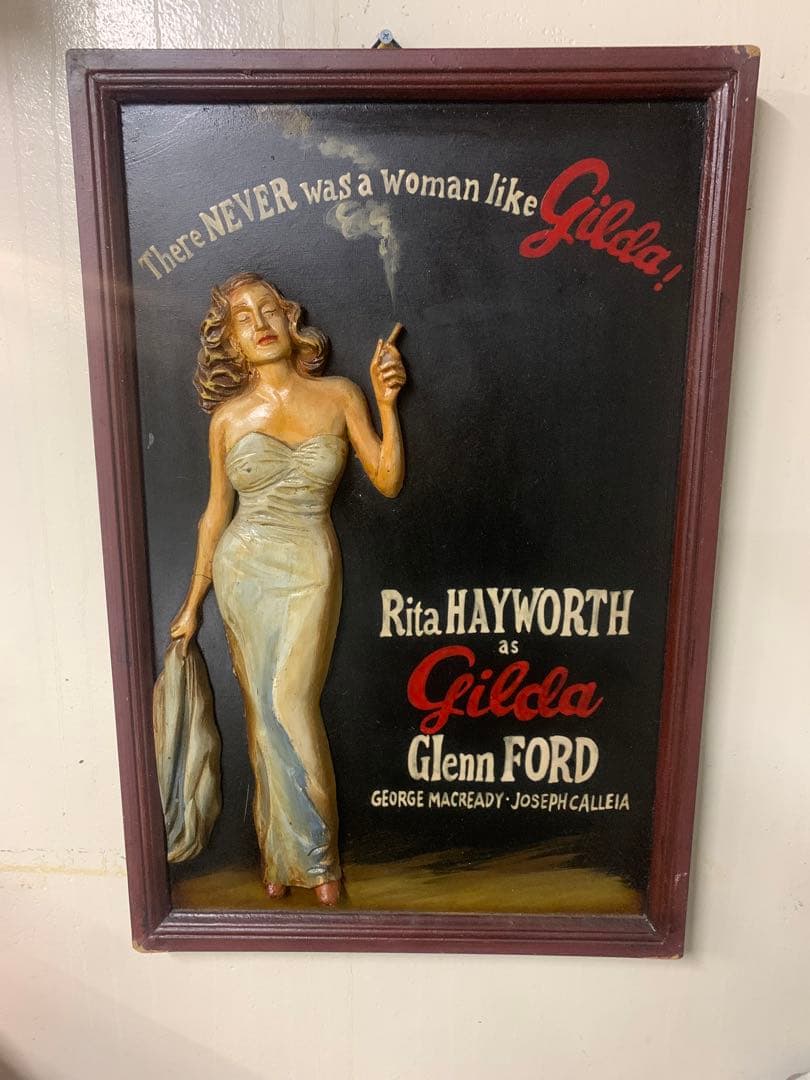 激レア！1940' Rita Hayworth Gilda映画看板レリーフアート