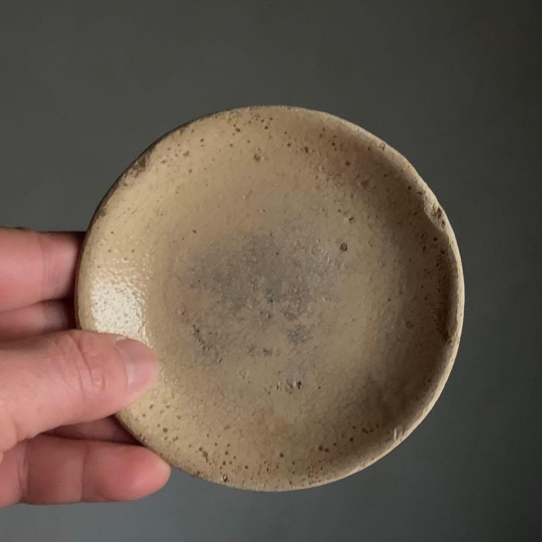 美濃 灰釉 小皿 江戸後期 古道具 アンティーク 古美術