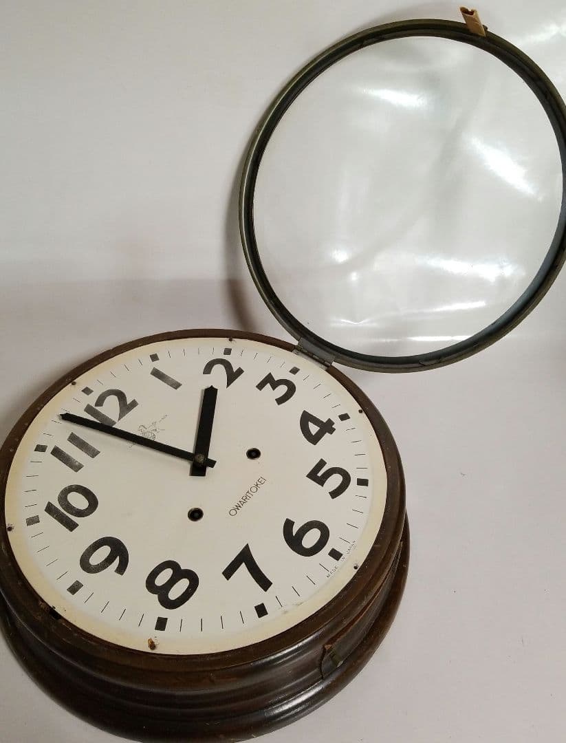 OWARITOKEI 尾張時計 昭和レトロ アンティーク 丸型 柱時計 掛時計