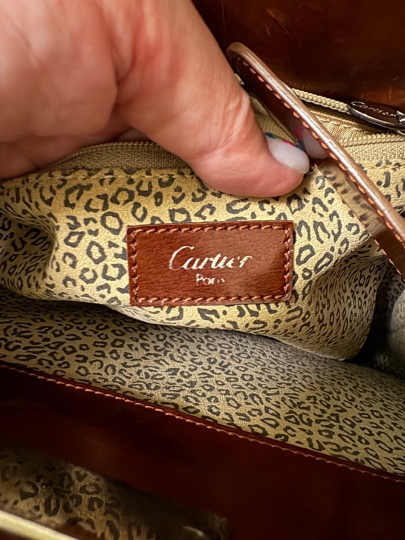 ⭐︎さばです カルティエ ブラウンレザーワンショルダーバッグ シルバーリング