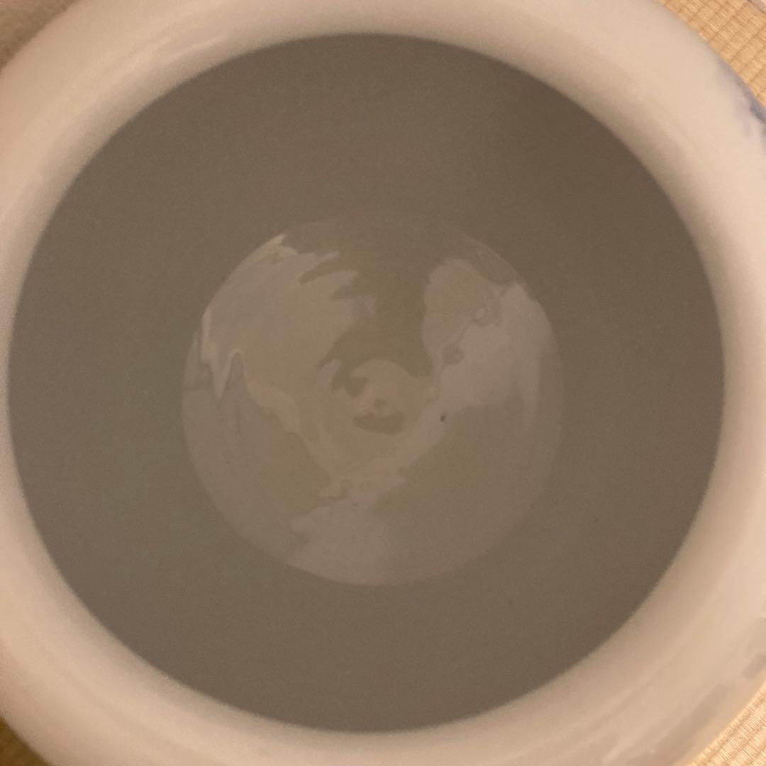 染付　火鉢　鶴　松