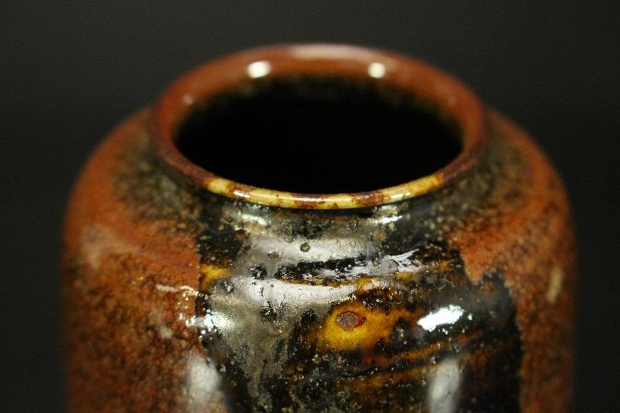 茶道具 彷古 中興名物 橋姫茶入 花兎裂 仕服 良蓋共箱小堀遠州(RC938)