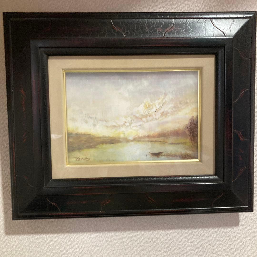 【心揺さぶる本物の油絵】岡田旭峰　「調べ」SM（小さな油絵・葉書2枚の大きさ）