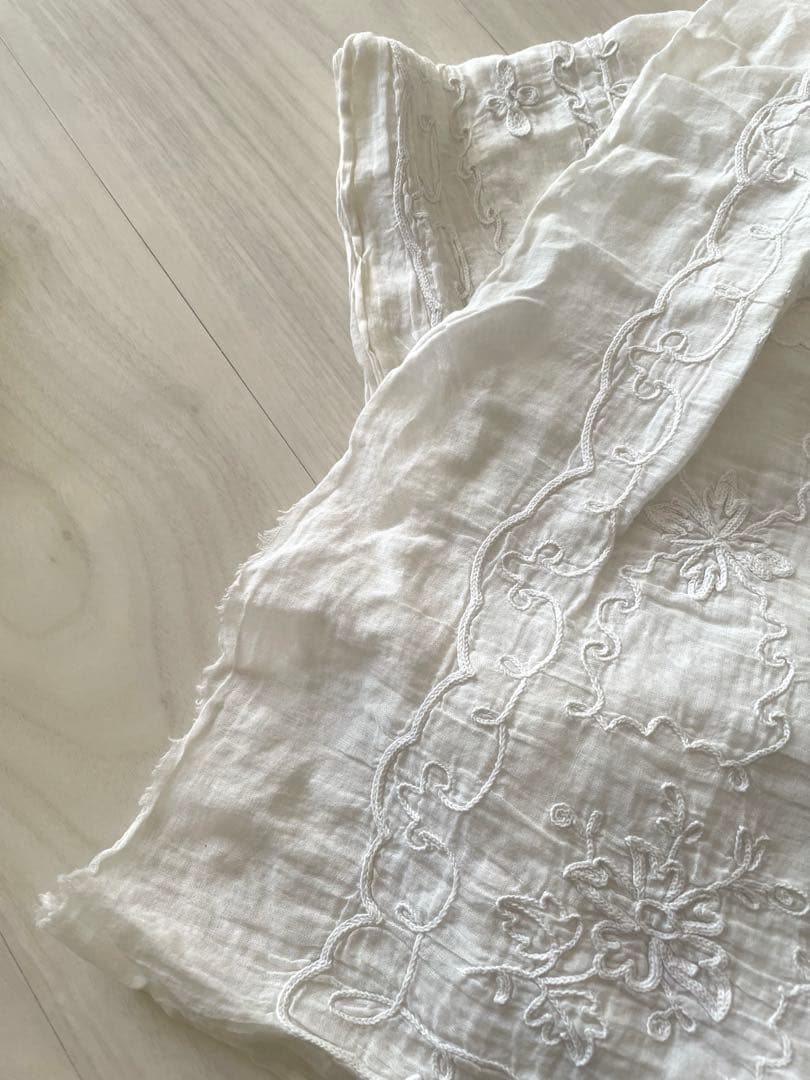 フランスアンティーク　コーネリー　刺繍　カーテン