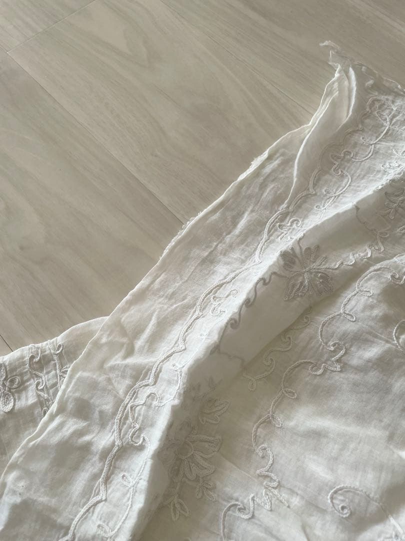 フランスアンティーク　コーネリー　刺繍　カーテン