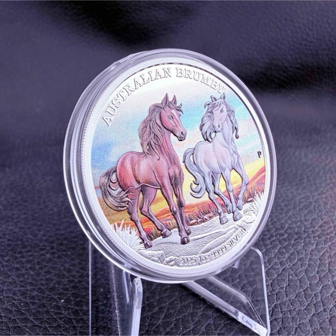 銀貨 ブランビー 野生馬 カラー プルーフ 純銀 保証書 1500枚限定