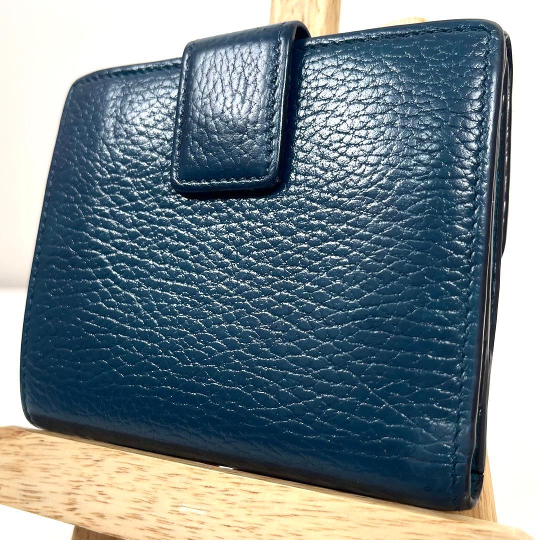 グッチ　インターロッキング　折り財布　ゴールドロゴ　コンパクト　レザー　極美品