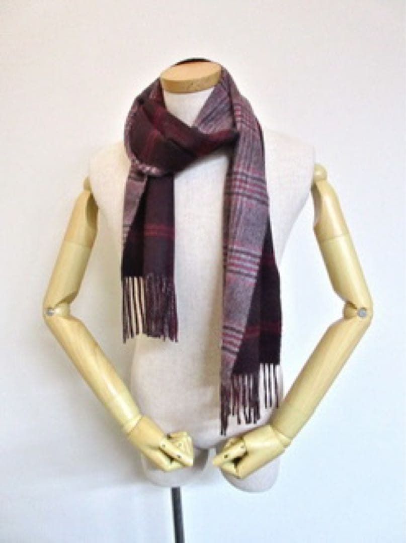 ジョンストンズ　カシミヤ　ダブルフェイス　グレー×ローズ