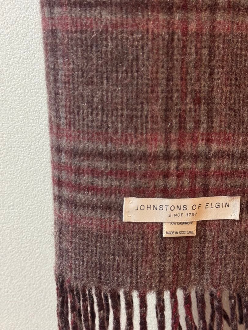 ジョンストンズ　カシミヤ　ダブルフェイス　グレー×ローズ