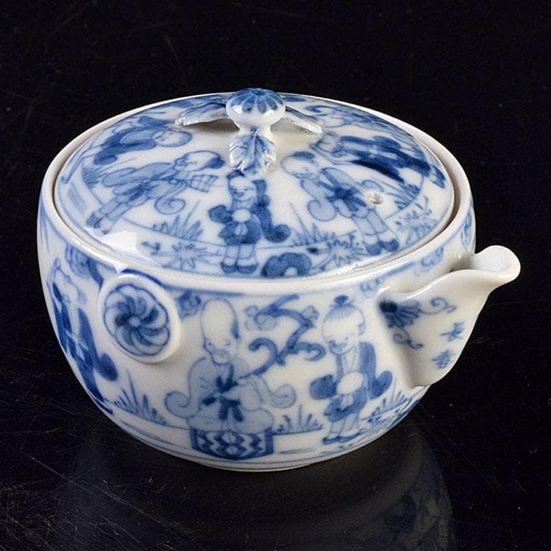 煎茶道具　平戸焼　染付　人物文　宝瓶　V　R9205